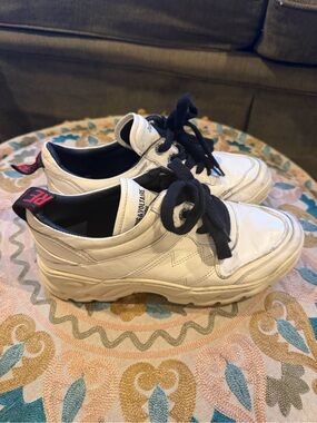 Zadig & Voltaire Women’s White/Cream Leather Sneakers with Black Laces
